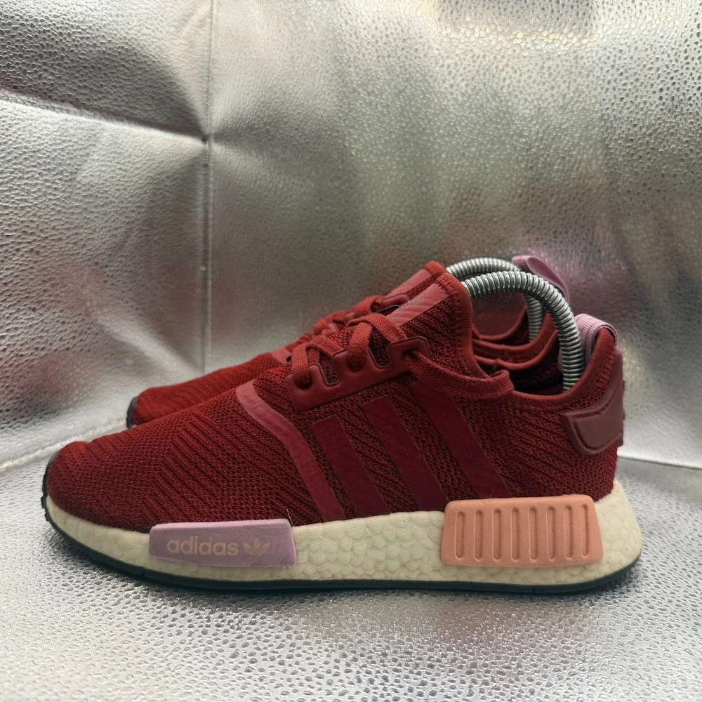 Size 7 Adidas NMD‎ R1 Womens Burgundy Red Comfort Running Sneakers B37646